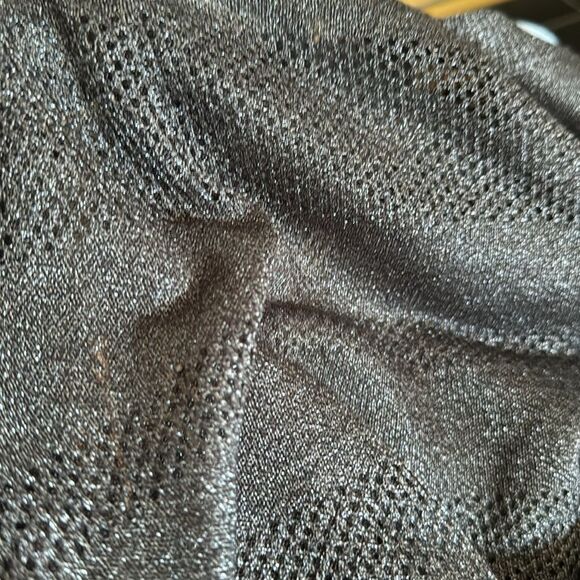 Lorna Jane black sparkle open weave stripes & sleeves lightweight sweater. - Picture 6 of 9